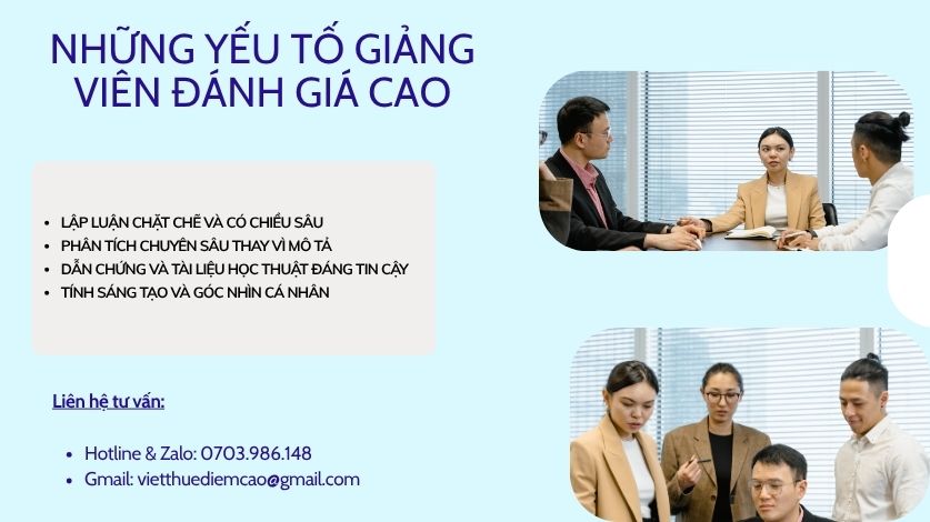 Những yếu tố giáng viên đánh giá cao